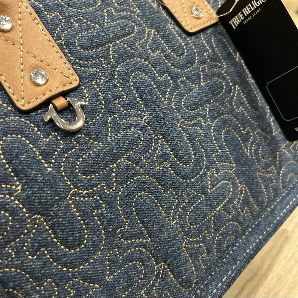 NWT True Religion Denim Small Tote Bag - Picture 2 of 16